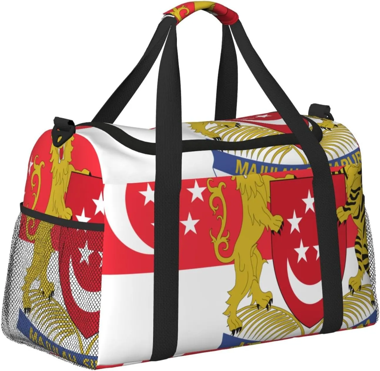 Flag Of Singapore Travel Duffel Bag Large Foldable Waterproof Overnight Bag For Beach Swim Bags Pool Sports Gym