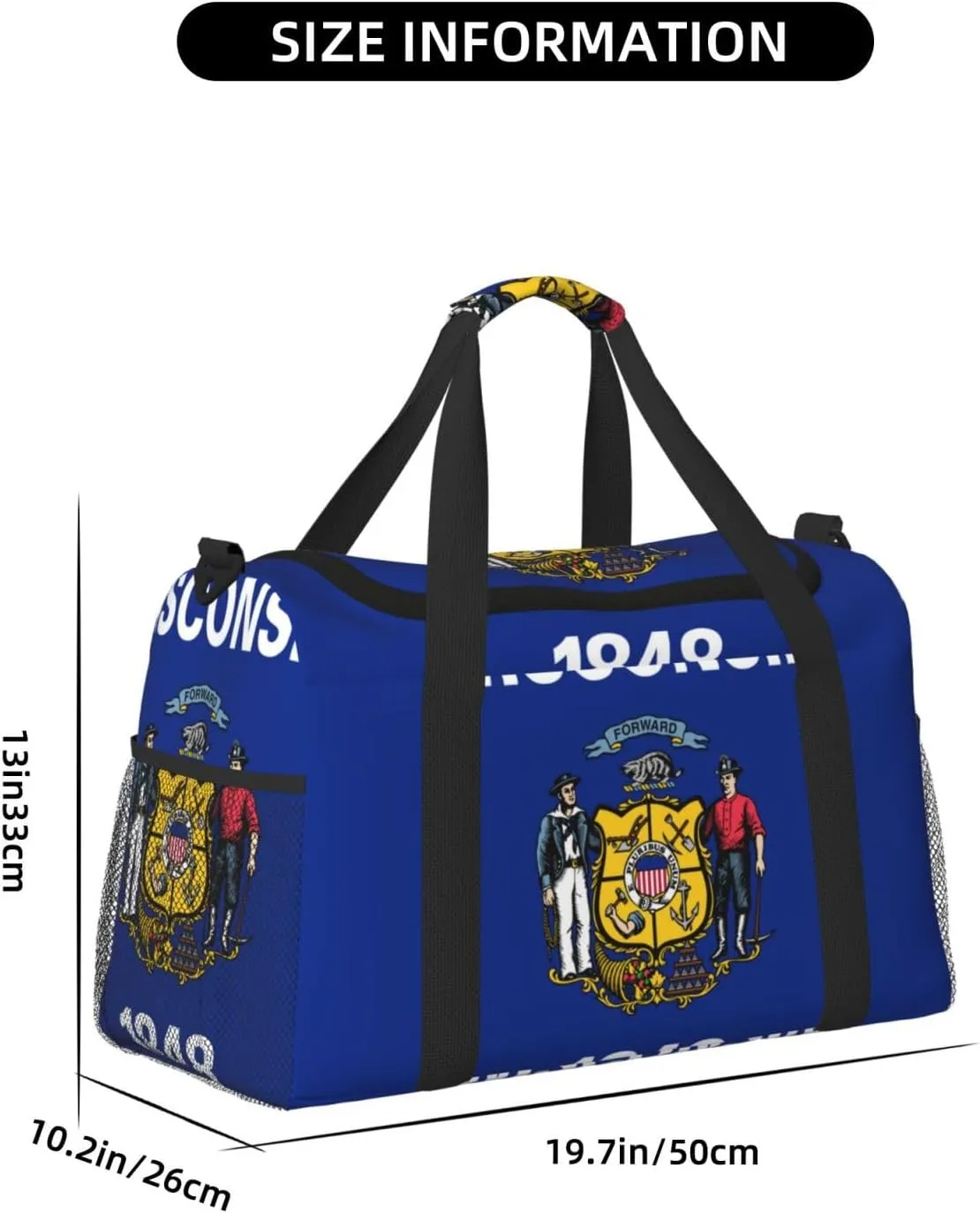 Flag Of Wisconsin Travel Duffel Bag Large Foldable Waterproof Overnight Bag For Beach Swim Bags Pool Sports Gym