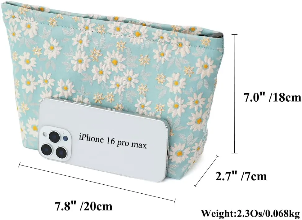 Floral Jacquard Makeup Bag - Large Capacity Cosmetic Pouch & Travel Toiletry Organizer with Zipper, Perfect for Daily Use, Gift Ideas for Women, Durable and Stylish Make Up Bag