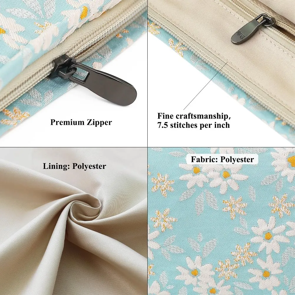 Floral Jacquard Makeup Bag - Large Capacity Cosmetic Pouch & Travel Toiletry Organizer with Zipper, Perfect for Daily Use, Gift Ideas for Women, Durable and Stylish Make Up Bag