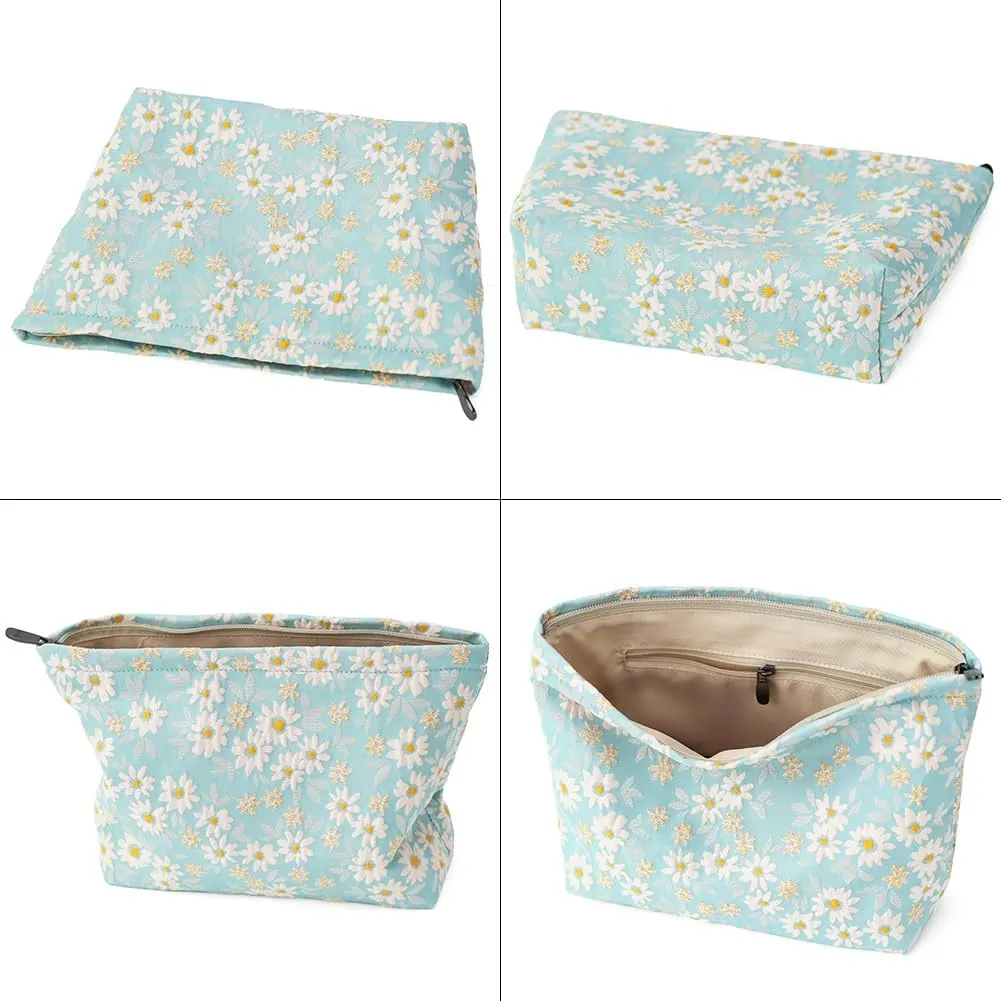 Floral Jacquard Makeup Bag - Large Capacity Cosmetic Pouch & Travel Toiletry Organizer with Zipper, Perfect for Daily Use, Gift Ideas for Women, Durable and Stylish Make Up Bag