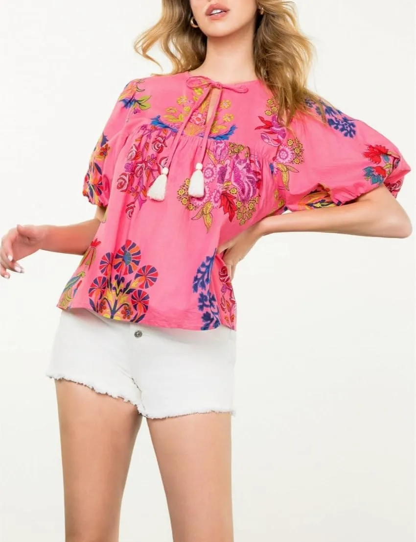 Floral Peplum Blouses for Women Boho Puff Sleeve Babydoll Tops Summer V Neck Y2k Aesthetic Flowy Shirts