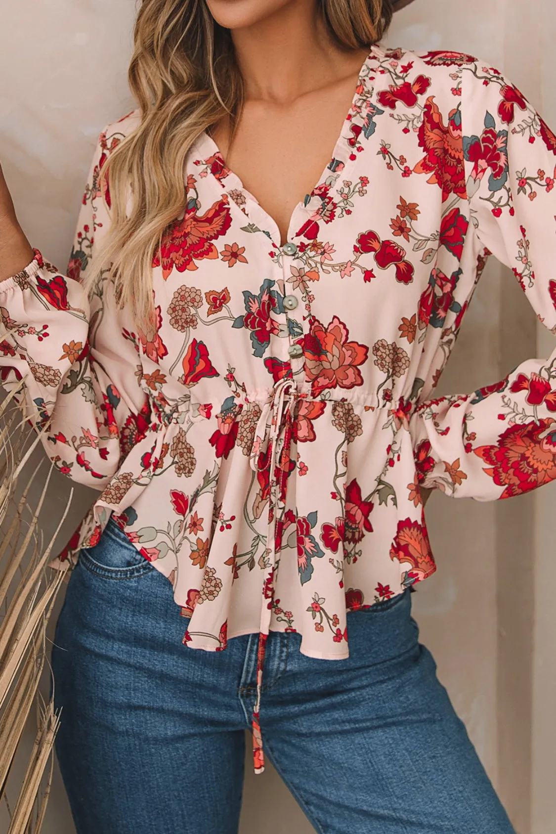 Floral V-Neck Blouse