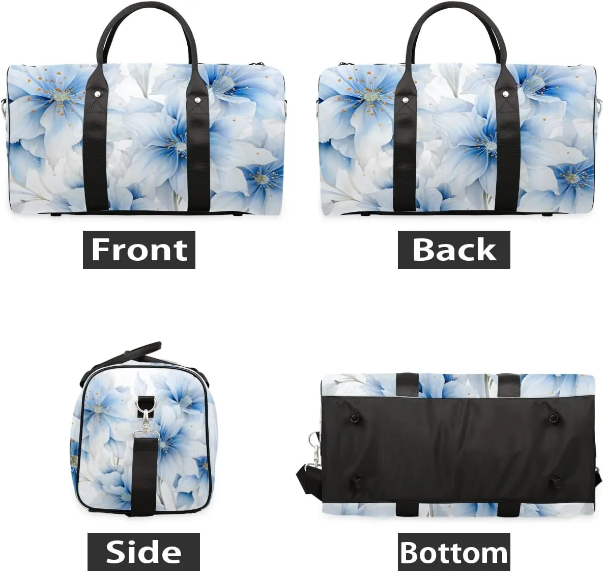 Flower Fantasy Travel Duffel Bag for Women Men Waterproof Foldable Overnight Weekender Bag Large Capacity Sports Gym Bag