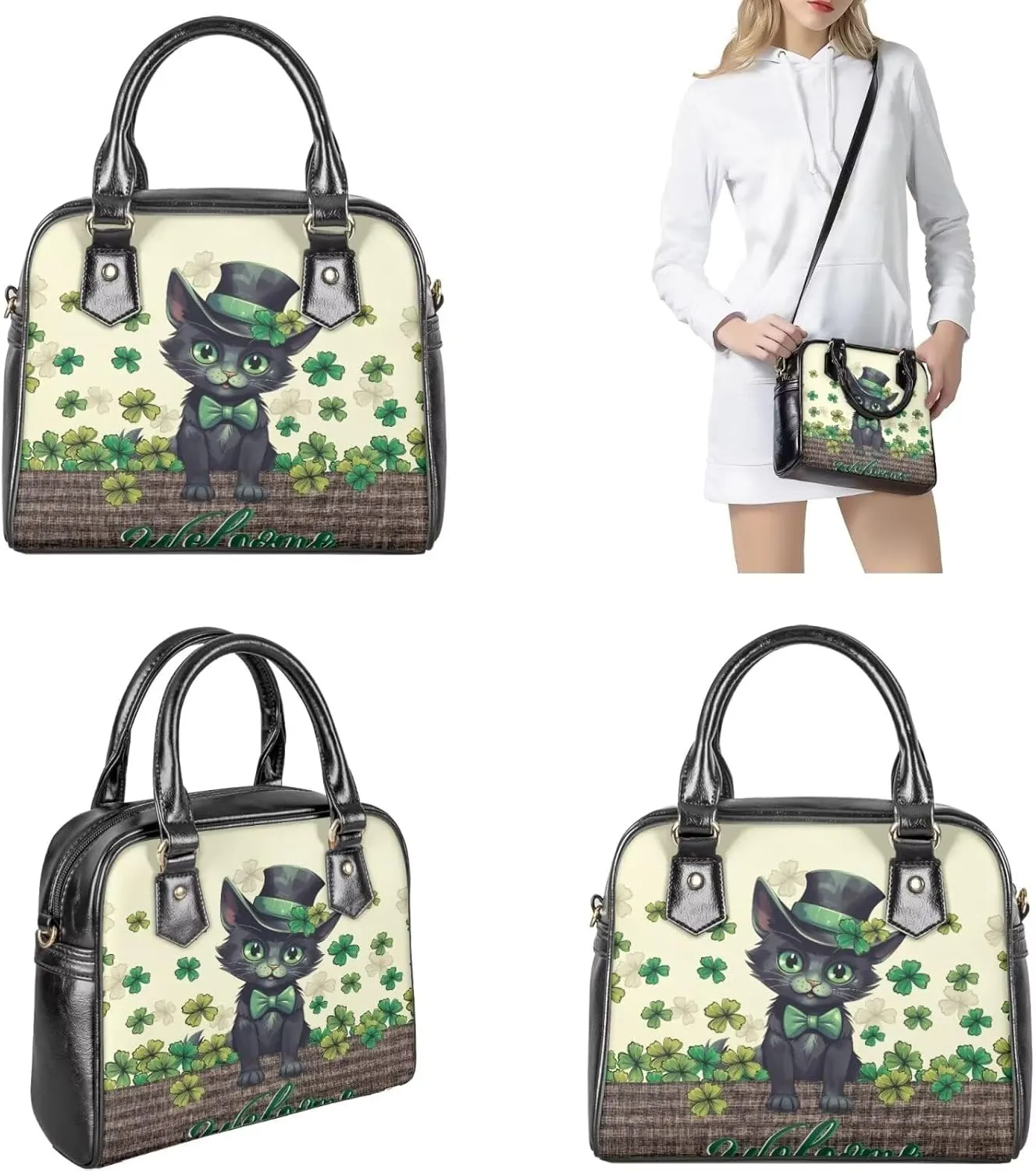 FOR U DESIGNS Purses and Handbags for Women St. Patrick's Day Tote Purse and Wallet Set Leather Crossbody Hobo Satchel Bags