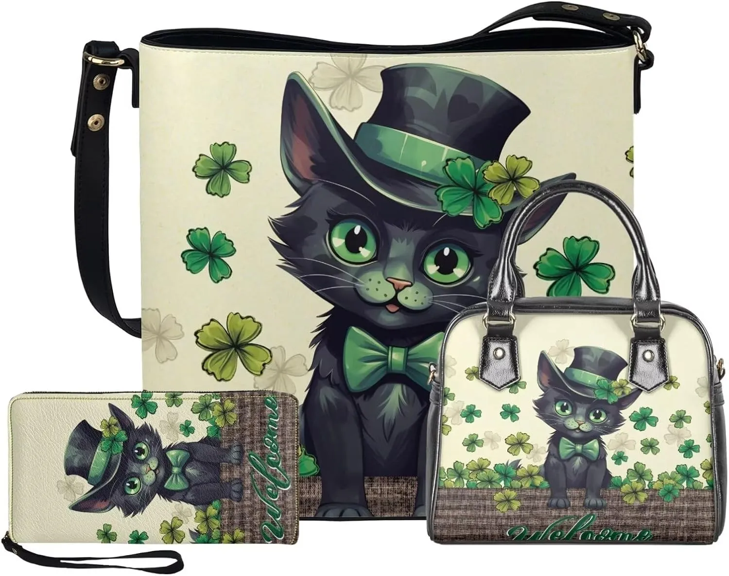 FOR U DESIGNS Purses and Handbags for Women St. Patrick's Day Tote Purse and Wallet Set Leather Crossbody Hobo Satchel Bags