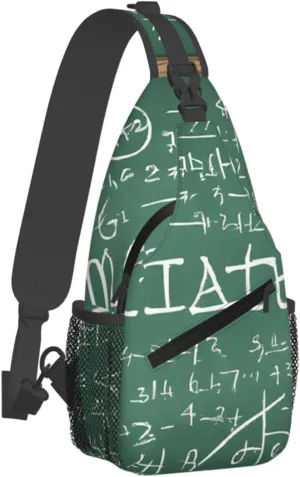 (Formulas Shapes Theory Math Lesson Word) Sling Bag Crossbody Backpack For Men Women Adjustable Chest Daypack For Travel Hiking Gym Casual Shoulder Bag