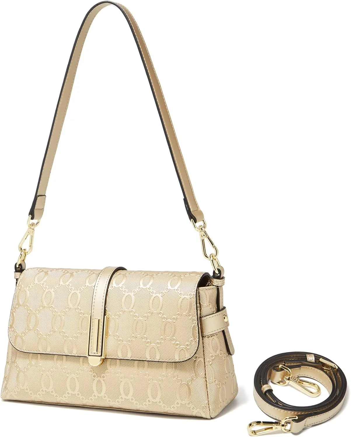 FOXLOVER Chain Pattern Crossbody Handbags Shoulder Bags Cowhide Leather Purse 2WAY Zipper Magnetic Closure