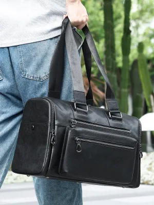 French Genuine Leather Men's Business Commuter Briefcase Cowhide Handbag ffor Commuting Travel Business
