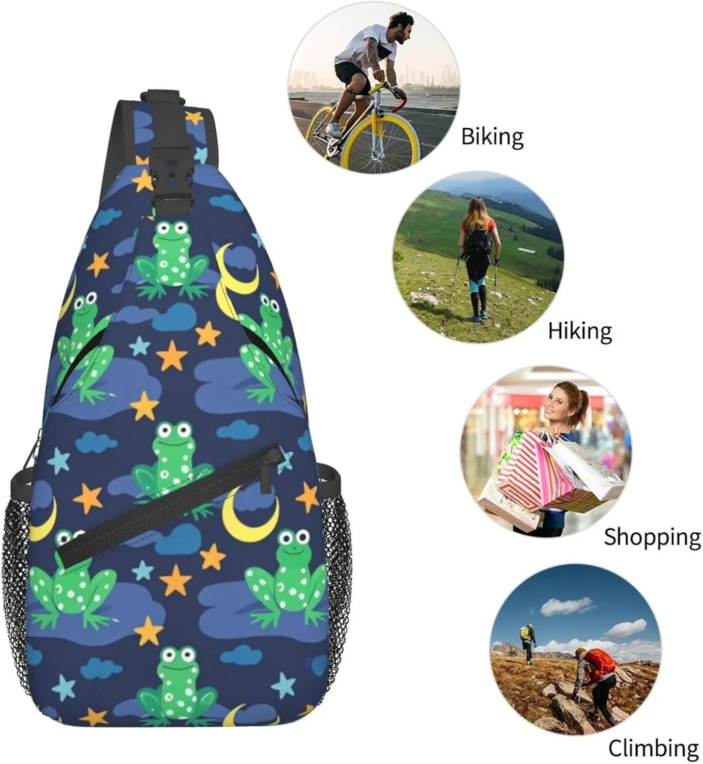 Frog and Pond Crossbody Bags Cross Chest Bag Adjustable Sling Backpack for Women Men