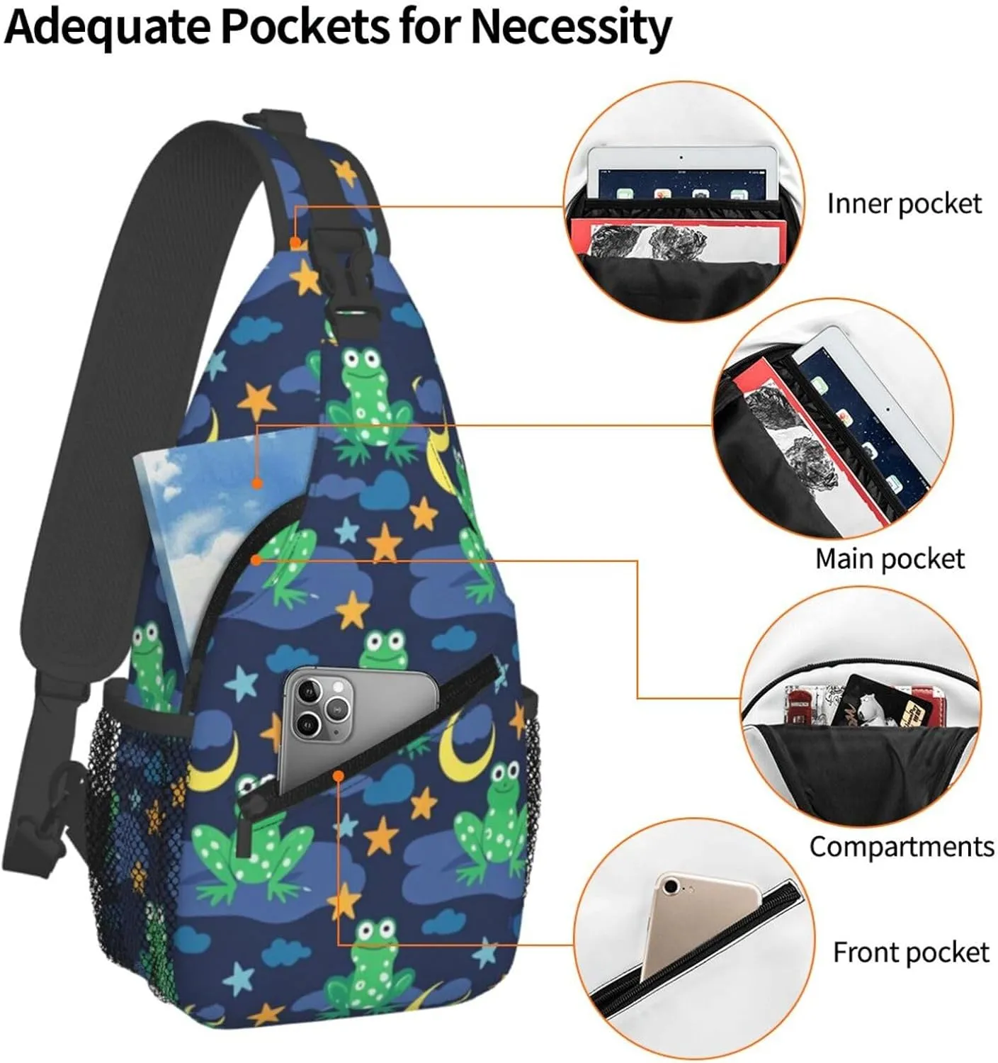 Frog and Pond Crossbody Bags Cross Chest Bag Adjustable Sling Backpack for Women Men