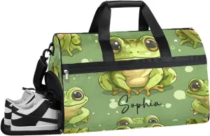 Frog Green Overnight Bag for Adults Custom Large Duffel Bags Travel Bag Men Women Gym Bag for Training Soccer Swim Yoga Travel