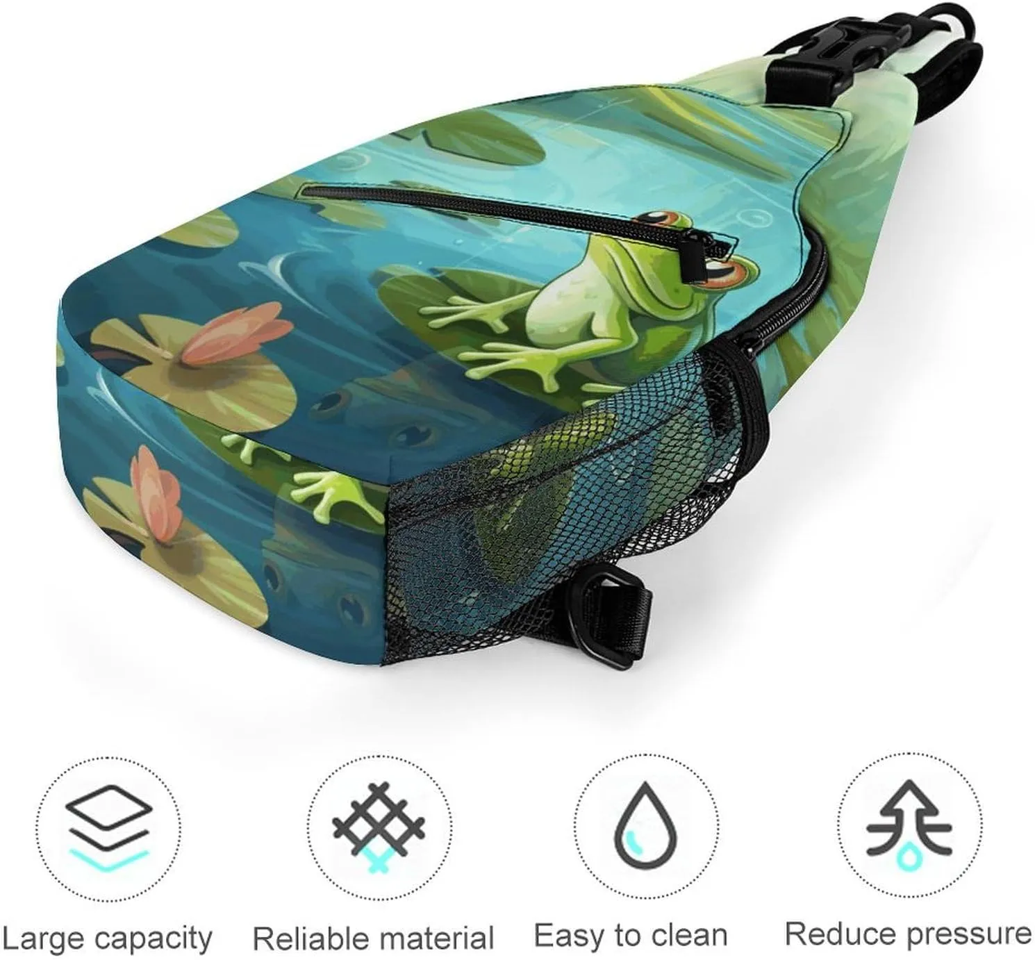 Frog in A Pond Crossbody Small Sling Backpack Sling Bag for Women Men Travel Hiking Chest Bag Daypack