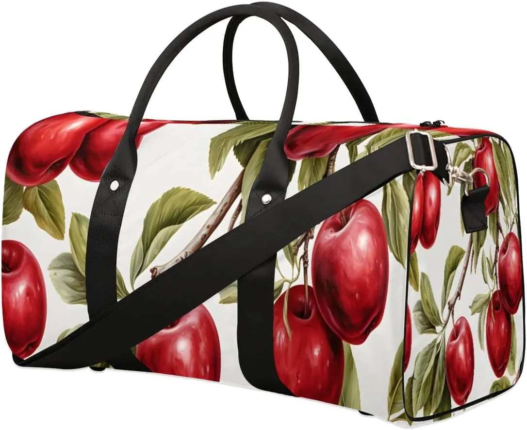 Fruit Apples Travel Duffel Bag for Women Men Waterproof Foldable Overnight Weekender Bag Large Capacity Sports Gym Bag