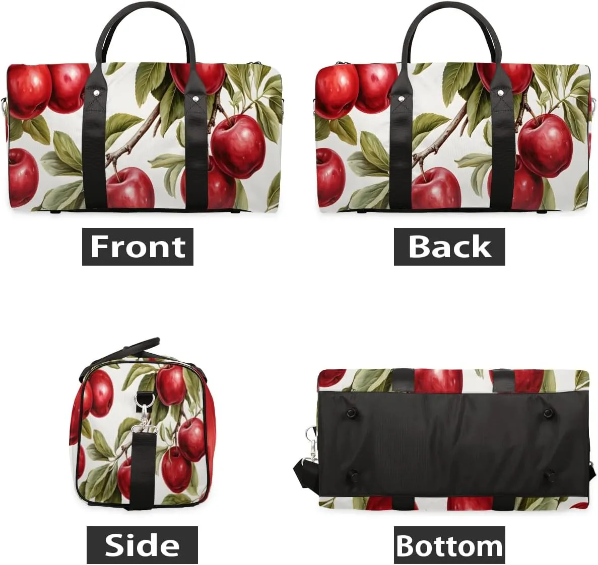 Fruit Apples Travel Duffel Bag for Women Men Waterproof Foldable Overnight Weekender Bag Large Capacity Sports Gym Bag