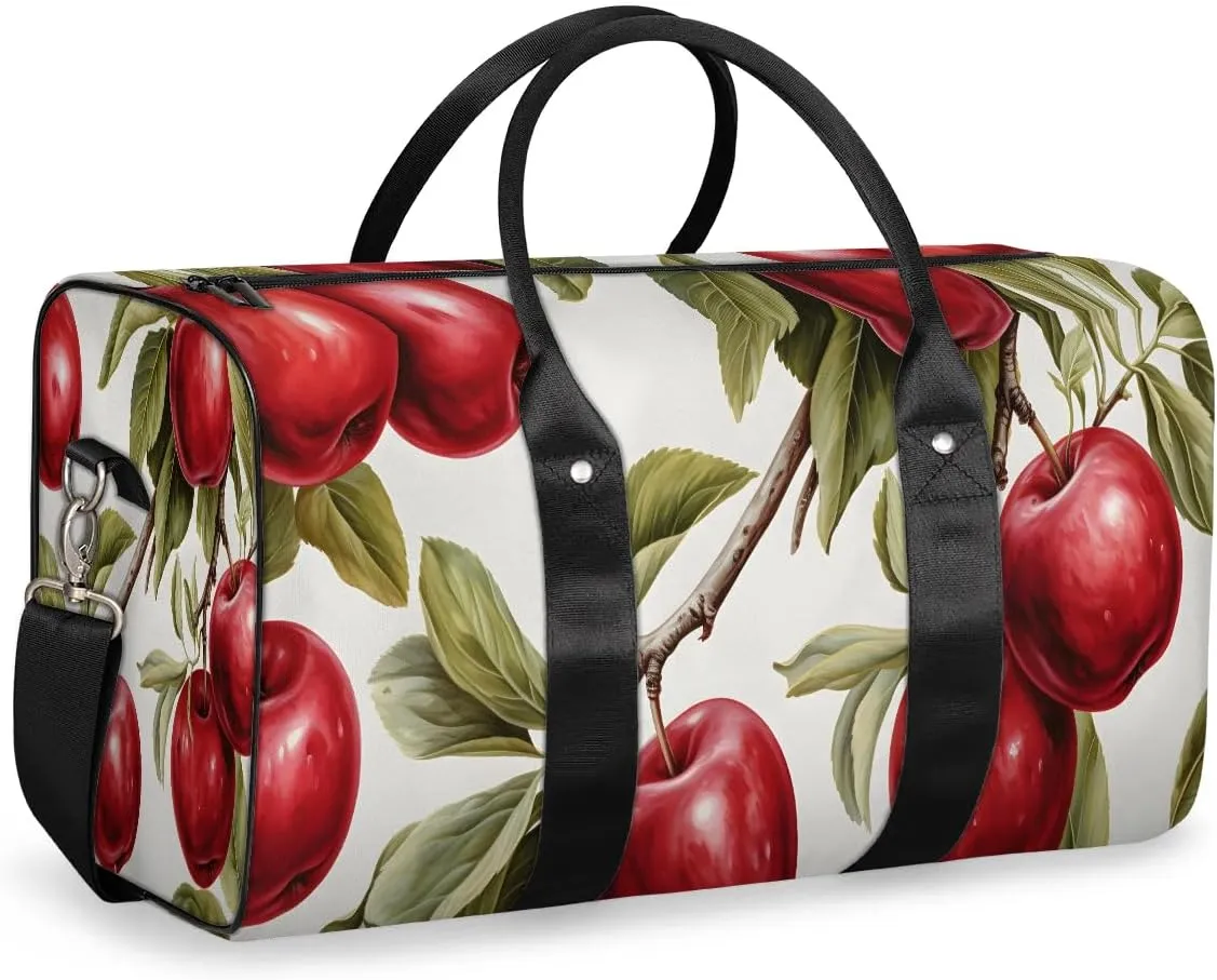 Fruit Apples Travel Duffel Bag for Women Men Waterproof Foldable Overnight Weekender Bag Large Capacity Sports Gym Bag