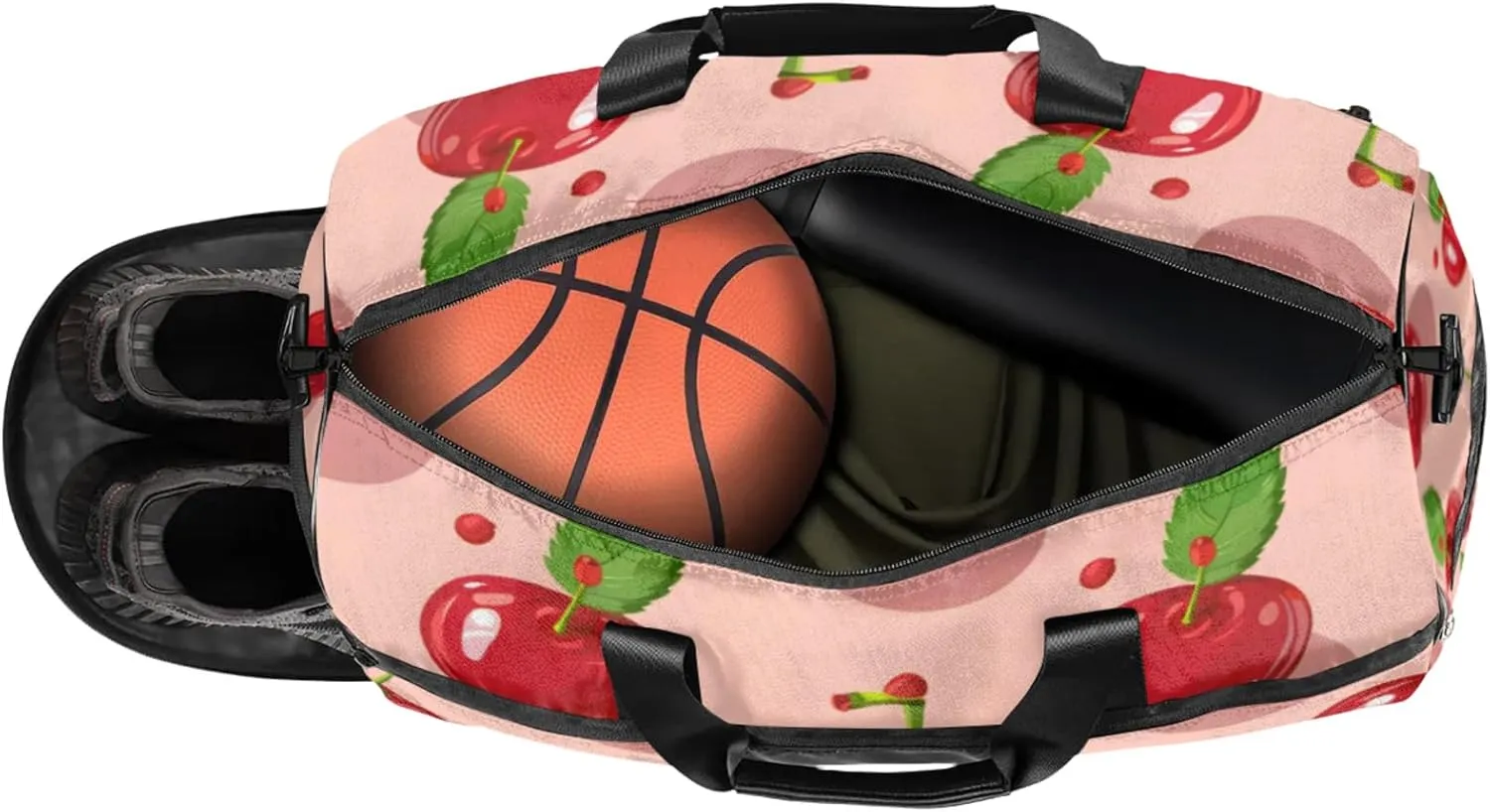 Fruit Gym Bags for Men Women, 43L Medium Sports Cherry Travel Duffel Bag for Men with Shoe Compartment,Carry on Bags for Airplanes Women