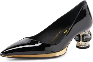 FSJ Women Bridal Pointed Toe Chunky Block Low Heel Crystal Pumps Slip on Wedding Thick Heel Comfort Shoes Size 4-15 US