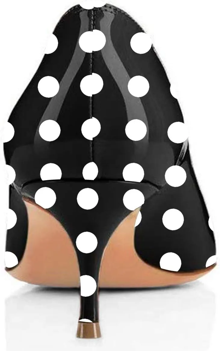 FSJ Women Classic Kitten Heels Pointy Closed Toe Pumps Slip On Office Ladies Party Date Business Dress Shoe Size 4-15 US