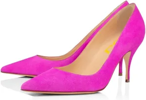FSJ Women Classic Kitten Heels Pointy Closed Toe Pumps Slip On Office Ladies Party Date Business Dress Shoe Size 4-15 US