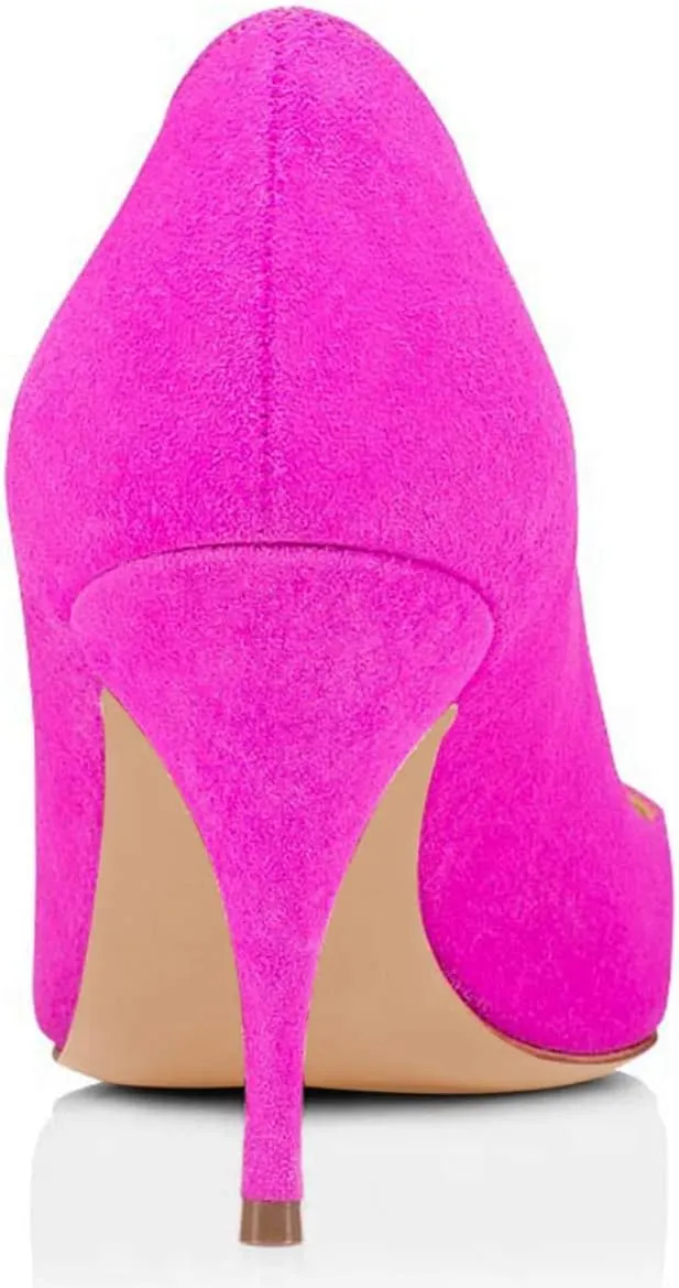 FSJ Women Classic Kitten Heels Pointy Closed Toe Pumps Slip On Office Ladies Party Date Business Dress Shoe Size 4-15 US