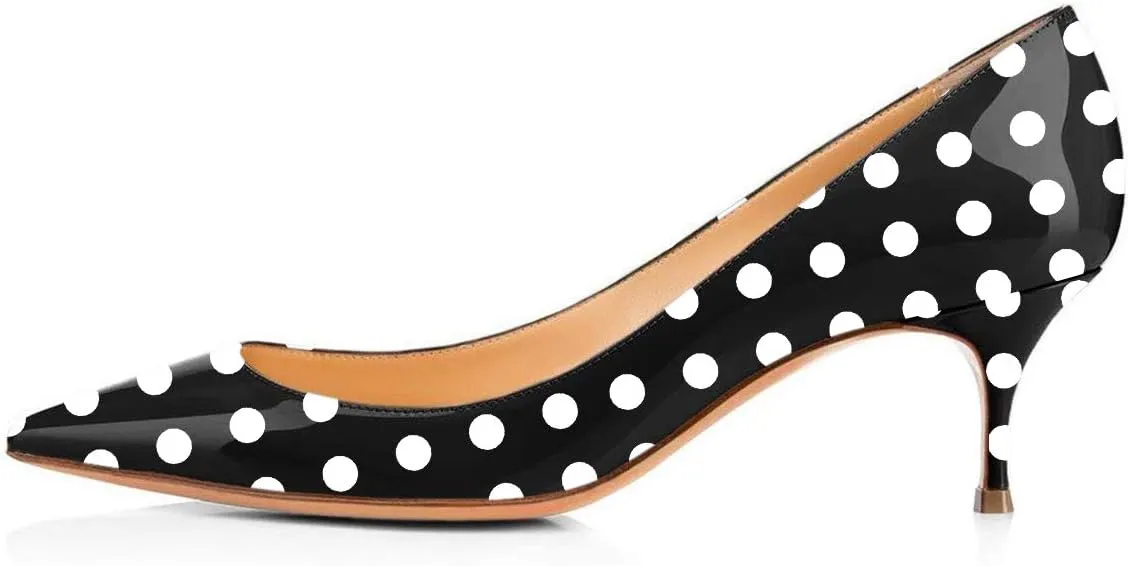 FSJ Women Classic Kitten Heels Pointy Closed Toe Pumps Slip On Office Ladies Party Date Business Dress Shoe Size 4-15 US