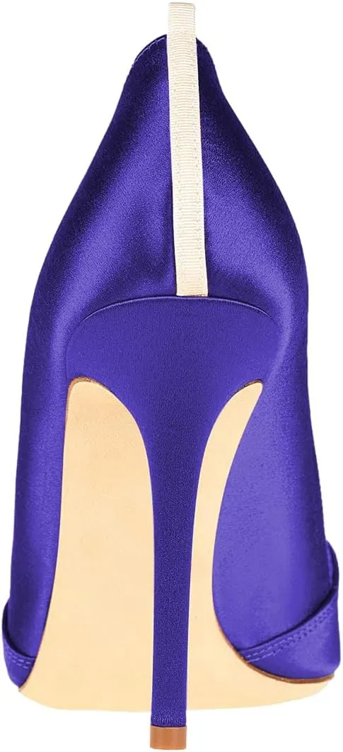 FSJ Women Fashion Closed Pointed Toe Pumps Stiletto High Heels Slip On Two Tone/Solid Color Contrast Party Dress Office Shoes Size 4-15 US