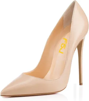 FSJ Women Formal Pointed Toe Pumps High Heel Sexy Stilettos Slip On Office Cute Evening Dress Shoes Size 4-15 US