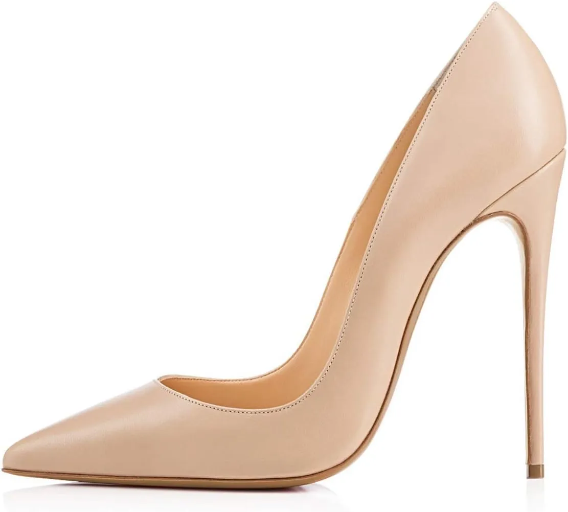 FSJ Women Formal Pointed Toe Pumps High Heel Sexy Stilettos Slip On Office Cute Evening Dress Shoes Size 4-15 US