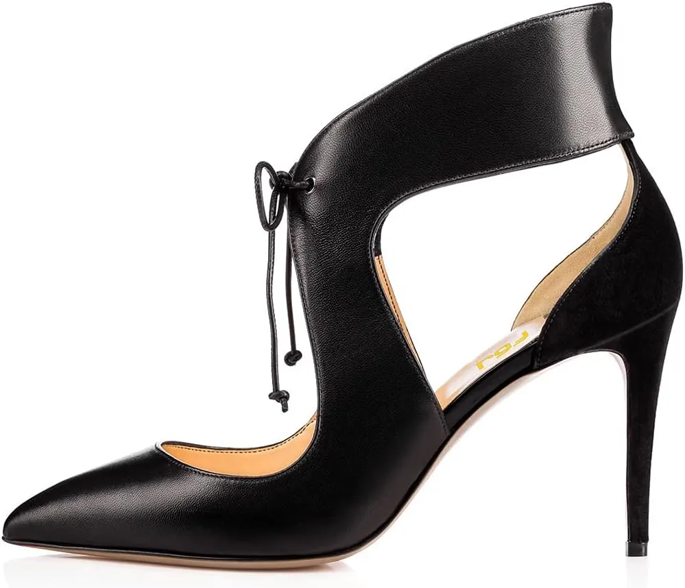 FSJ Women Stylish High Heel Pumps Lace Up Sandals Cut Out Stiletto Party Evening Dress Prom Shoe Size 4-15 M US