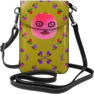 Funny Face Peach Printed Women's Crossbody Phone Bag - Perfect for Travel and Shopping