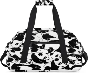 Funny Panda Gym Duffel Bag for Men Women Animal Panda Sports Tote Bag with Adjustable Shoulder Strap for Dance Gymnastics Traveling Outdoor Camping Overnight Stay