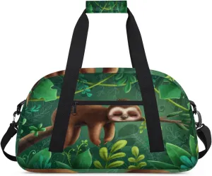 Funny Sloth Gym Duffel Bag for Men Women Tropical Rainforest Sports Tote Bag with Adjustable Shoulder Strap for Dance Gymnastics Traveling Outdoor Camping Overnight Stay