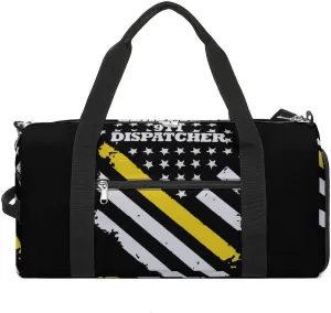 FunnyStar 911 Dispatcher Thin Gold Line Flag Sports Gym Storage Bag with Shoes Compartments Travel Duffel Gymbag Design