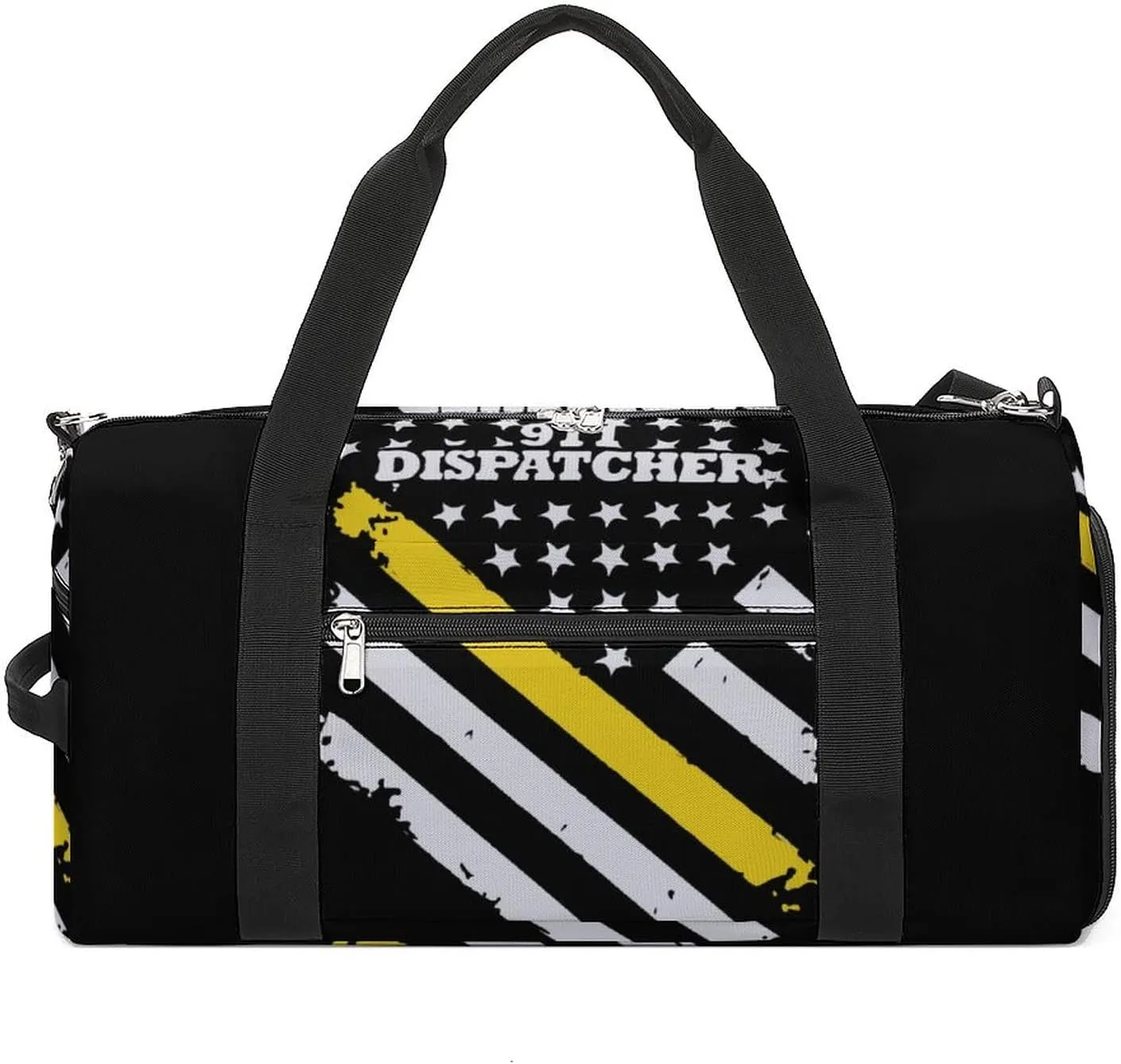 FunnyStar 911 Dispatcher Thin Gold Line Flag Sports Gym Storage Bag with Shoes Compartments Travel Duffel Gymbag Design