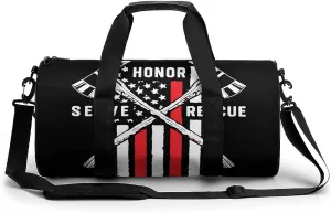 FunnyStar Firefighter American Flag Thin Red Line Fireman Gym Bag for Women and Men Travel Duffel Bag for Sports Print Gymbag