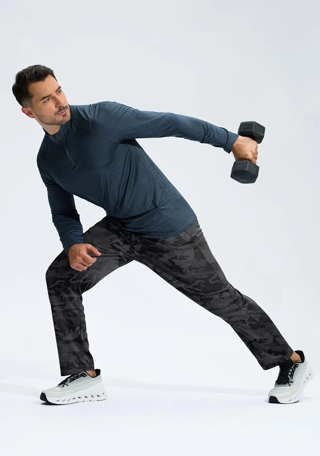 G Gradual Men's Sweatpants with Zipper Pockets Lightweight Mesh Athletic Pants for Men Open Bottom Workout Gym Running