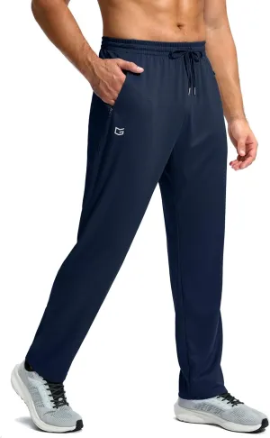 G Gradual Men's Sweatpants with Zipper Pockets Lightweight Mesh Athletic Pants for Men Open Bottom Workout Gym Running
