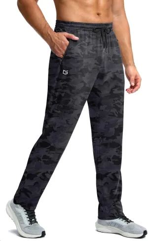 G Gradual Men's Sweatpants with Zipper Pockets Lightweight Mesh Athletic Pants for Men Open Bottom Workout Gym Running