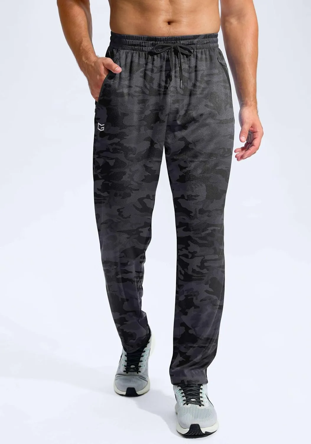 G Gradual Men's Sweatpants with Zipper Pockets Lightweight Mesh Athletic Pants for Men Open Bottom Workout Gym Running