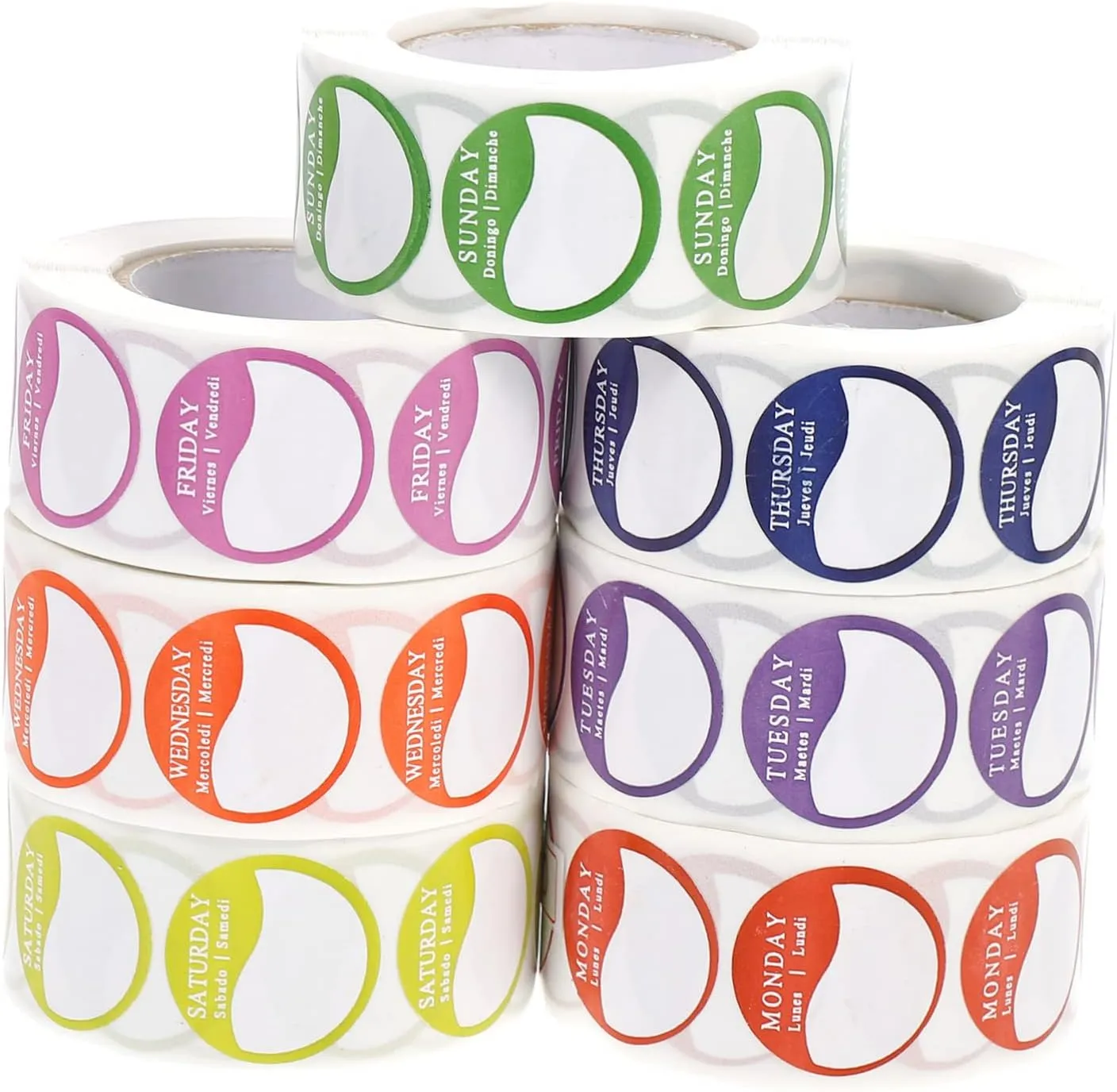 Gadpiparty 7 Rolls Removable Day Week Stickers for Inventory Management Restaurant Seal Labels Adhesive Labels for Food Packaging and Organization