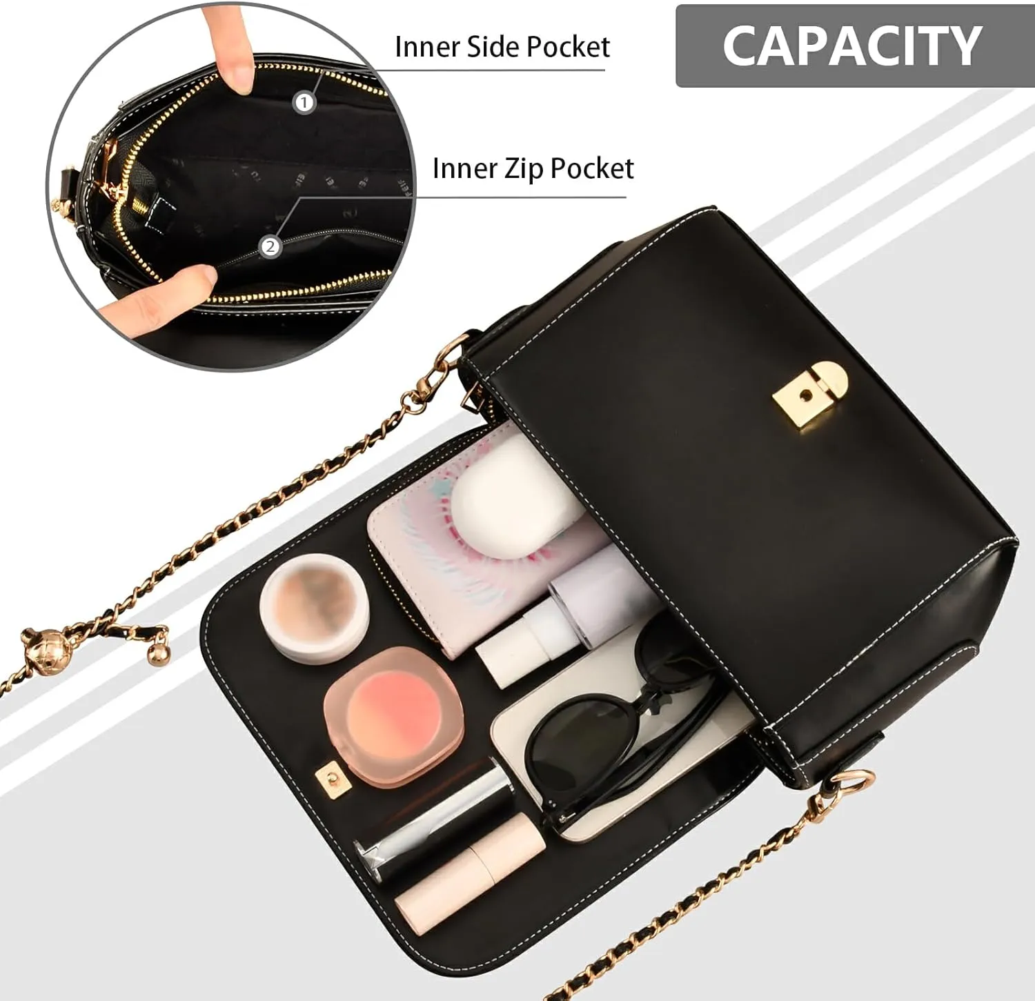GAIGEO American Dessert Leather Shoulder Bag for Women, Shoulder Bags with Compartments, Crossbody Leather Shoulder Bag