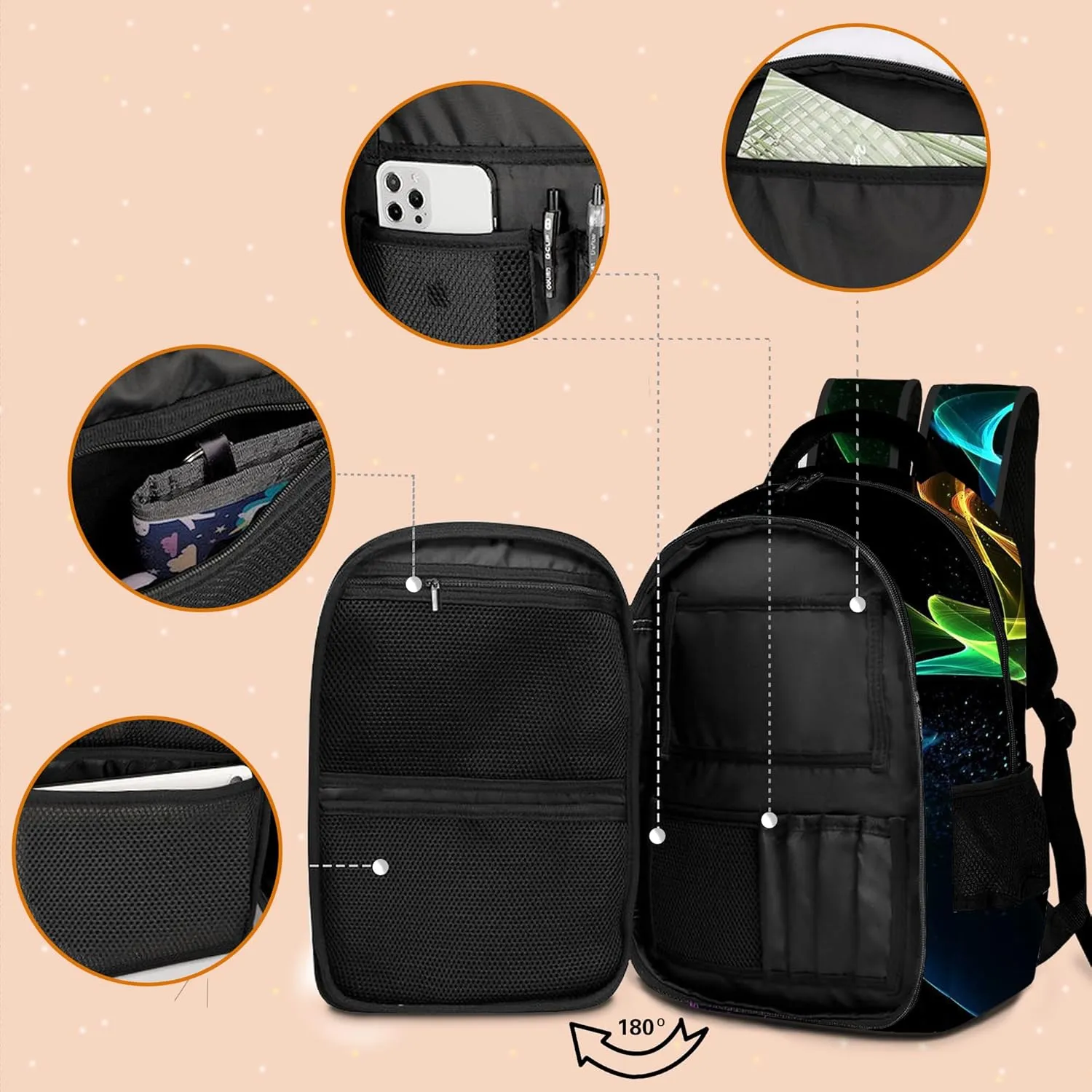 Game Backpack Set for Boys, Gaming Backpack 3 Pack, Boy Backpack Lunch Box, and Pencil Bag for Kids Teens Elementary Middle School， Large Capacity Game School Bag 17" ravel Back Pack