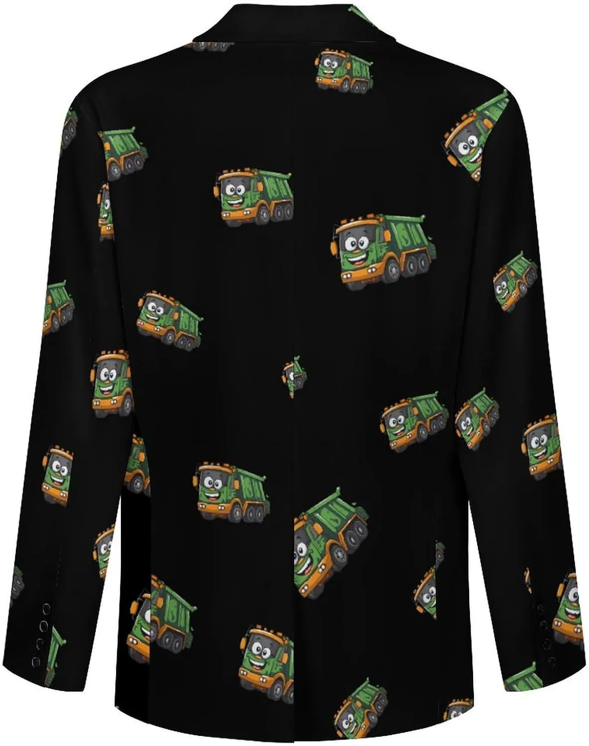 Garbage Truck Printed Men's Classic Fit Suits Funny Casual Stylish Two Button Blazer