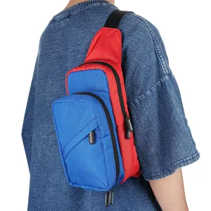 Geekria Travel Carrying Bag Compatible with Nintendo Switch/Lite/OLED Console, Dock, Joy-Con Grip & Switch Accessories, Crossbody Backpack Shoulder Bag with Game Card Storage (Red Blue)