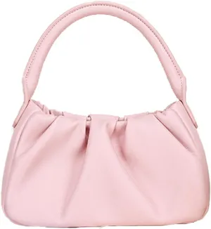 Genuine Leather Clutch Purse for Women,Soft Pleated cloud shoulder bag,vegan clutch crossbody bag with thin chain,handbag.