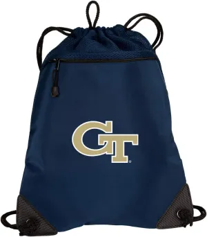 Georgia Tech Drawstring Backpack Georgia Tech Cinch Bag - UNIQUE MESH & MICROFIBER