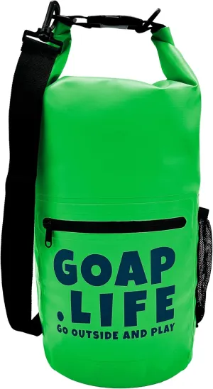 GOAP 10L Waterproof Dry Bag for Beach, Fishing, Camping, and Hiking - Rolltop Design with Crossbody Strap, Water Bottle Pocket, and Zipper Pocket