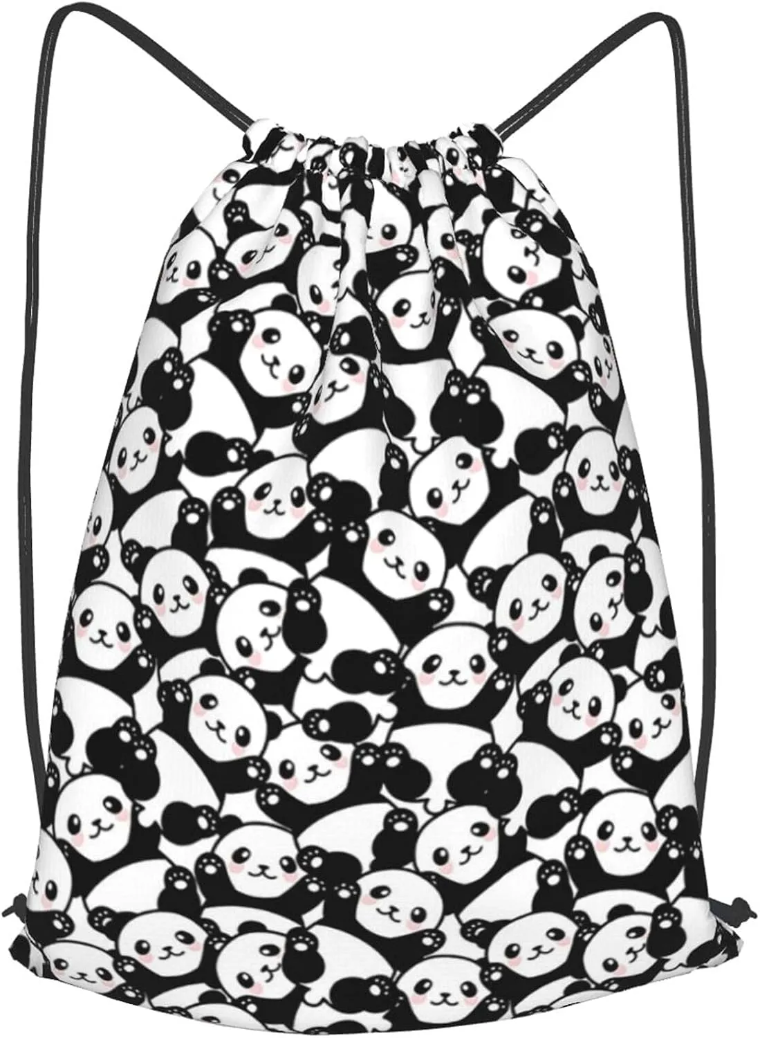 Gocerktr Cute Panda Waterproof Drawstring Backpack for Women Men string bag Lightweight Gym Sackpack Beach Hiking Yoga Travel