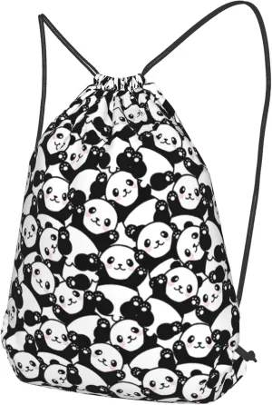 Gocerktr Cute Panda Waterproof Drawstring Backpack for Women Men string bag Lightweight Gym Sackpack Beach Hiking Yoga Travel